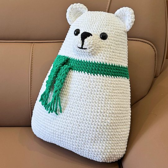 Christmas Pillow Crochet Pattern: Polar White Bear, Amigurumi (PDF Download)