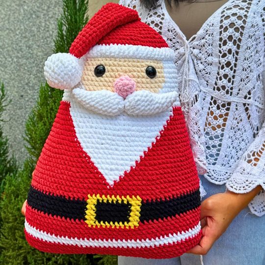 Christmas Pillow Crochet Pattern: Santa Claus, Beginner PDF Instant Download