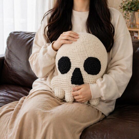 Crochet Skull Pillow Pattern Low Sew Amigurumi Halloween Plush PDF