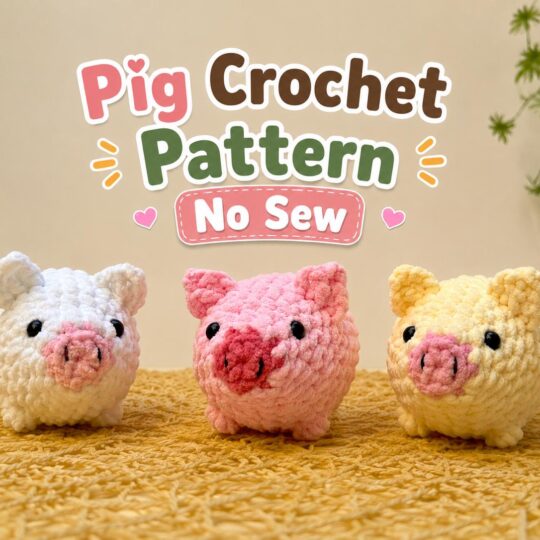 No Sew Pig Crochet Pattern: Chubby Kawaii Amigurumi Pink Pig Plushie PDF Easy Tutorial