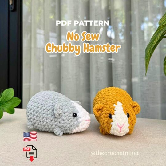 No Sew Crochet Hamster Pattern: Chubby Kawaii Amigurumi Plushie PDF, Beginner Tutorial