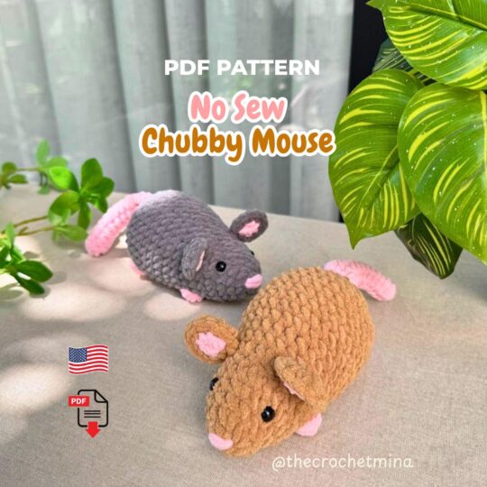 No Sew Mouse Crochet Pattern: Chubby Kawaii Amigurumi Plushie PDF Easy Beginner Tutorial