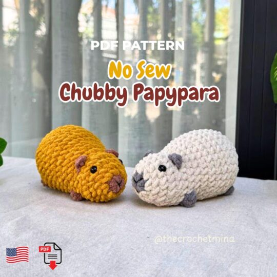 Capybara Crochet Pattern: No Sew Chubby Kawaii Amigurumi Plushie PDF Easy Beginner Tutorial