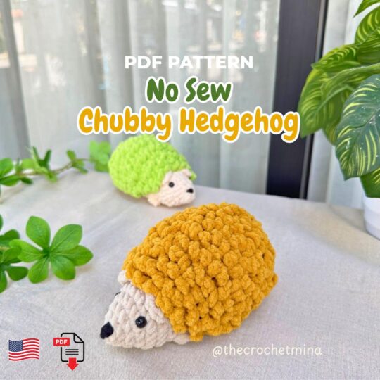 No Sew Hedgehog Crochet Pattern: Chubby Kawaii Woodland Amigurumi PDF Easy Beginner Tutorial