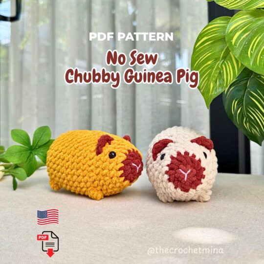 No Sew Crochet Guinea Pig Pattern, Chunky Amigurumi Plushie PDF
