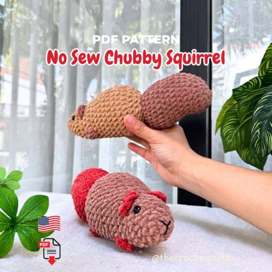 No Sew  Squirrel Crochet Pattern - Kawaii Woodland Animal Amigurumi (Digital PDF)