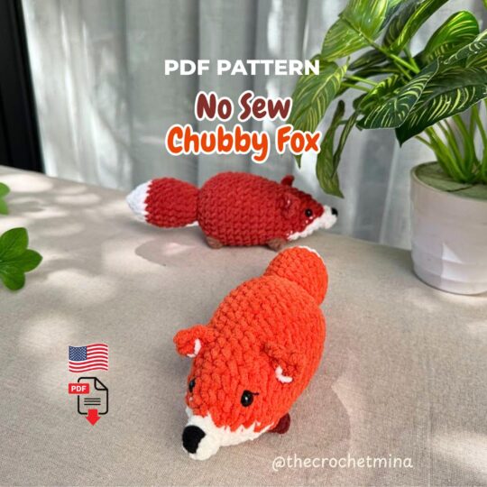 No Sew Fox Crochet Pattern: Chubby Kawaii Woodland Animal Amigurumi PDF Easy Beginner Tutorial