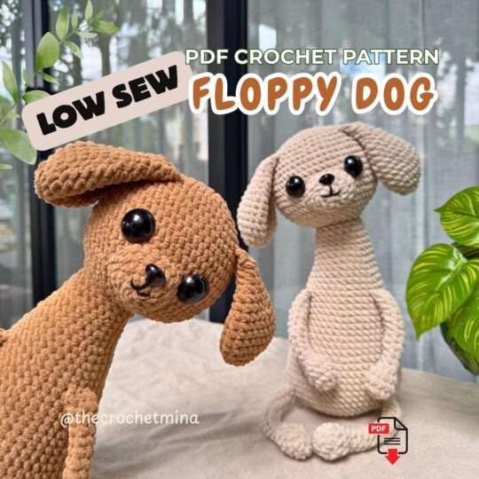Crochet Puppy Pattern, Floppy Dog Amigurumi PDF, Plush Toy, Low-Sew Crochet, Dog Toy Pattern, Stuffed Dog, Handmade Crochet Dog, Digital PDF