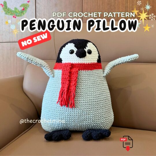 Penguin Crochet Pattern, Low-Sew Plush Pillow Amigurumi PDF, Penguin Pillow Pattern, DIY Crochet Toy, Cute Animal Gift, Instant Download